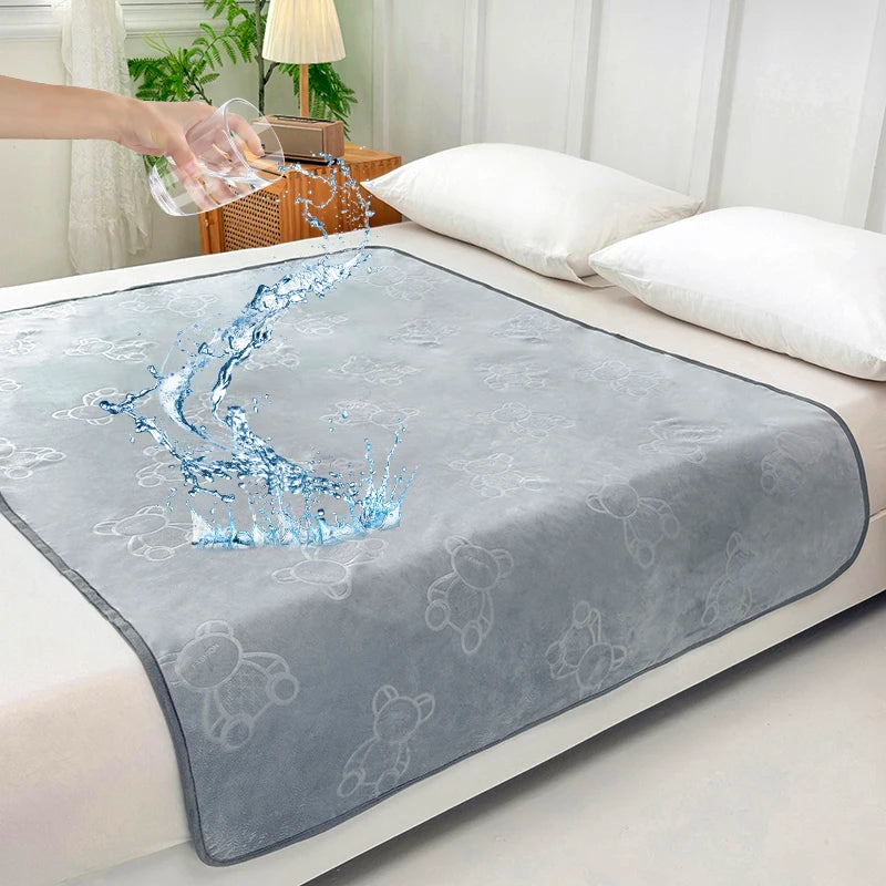 Flannel Waterproof Bed Mat – Breathable & Washable Urine Protection Pad