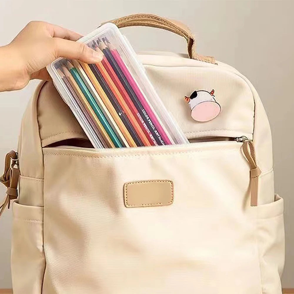 Clear Large Capacity Pen Case - Lightweight School Organizer