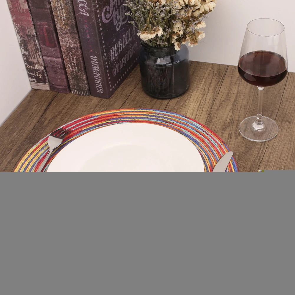 Elegant Round Braided Washable Placemats - Set of 6
