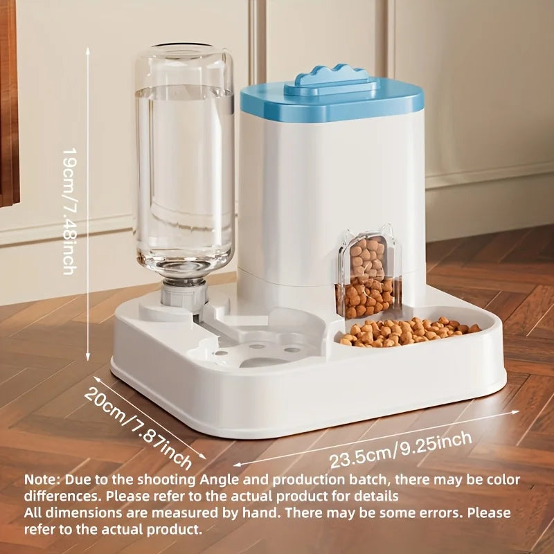 Automatic Gravity-Fed Cat Water Dispenser & Feeder - Spill-Proof
