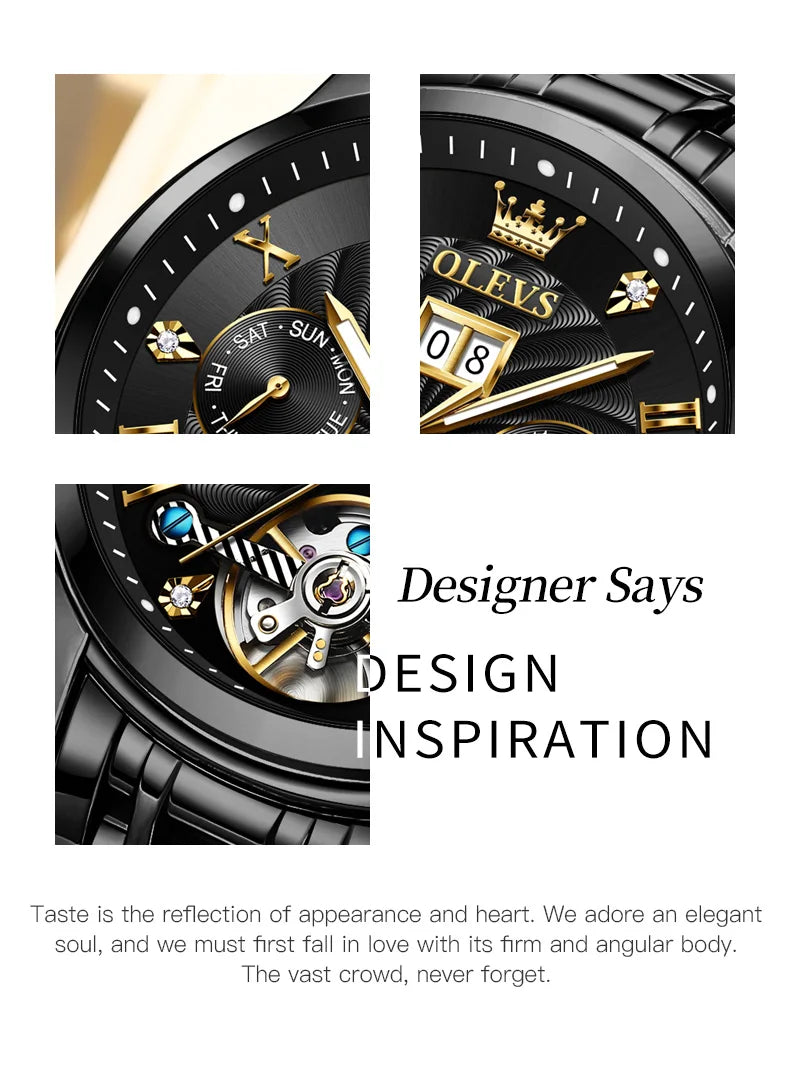 OLEVS Classic Men's Tourbillon Automatic Multi-function High-End Watch