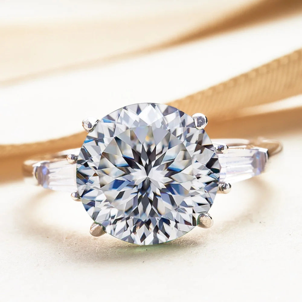 GRA Certified 5CT Moissanite Ring VVS1 Sterling Silver - Timeless Elegance