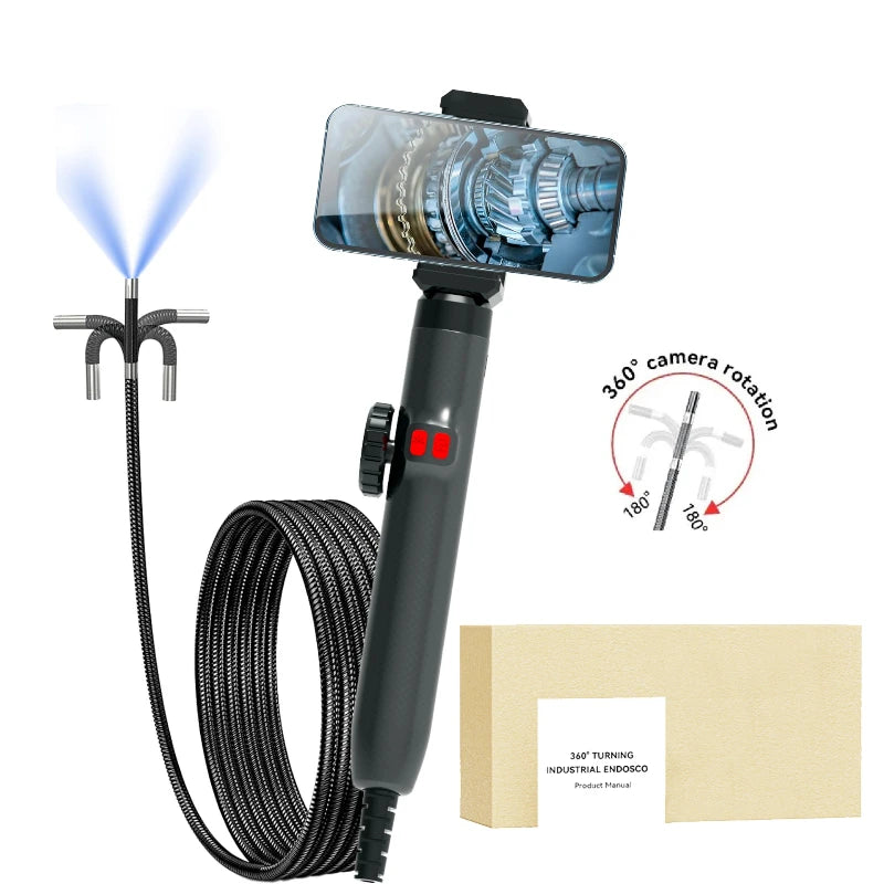360° Articulating Borescope Endoscope Camera with Light for Android/iOS