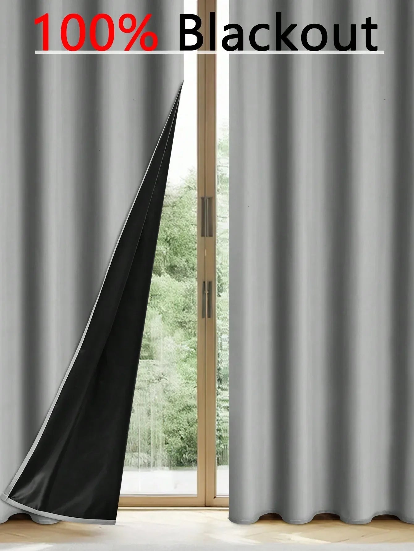 1panel Solid 100% Blackout Curtains with Grommets - Total Privacy Drapes