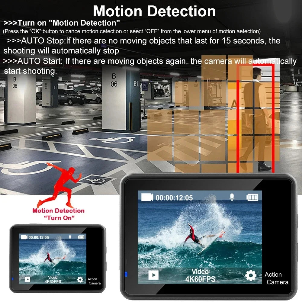 Sony IMX576 5K 4K 60FPS Waterproof 48MP Wi-Fi Action Camera for Adventure