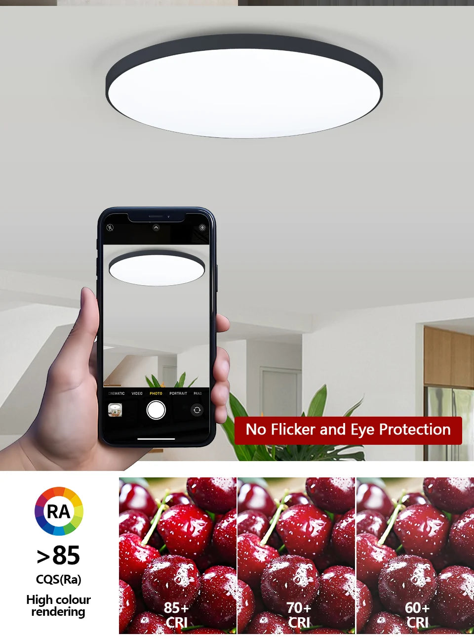 Modern Smart Dimmable LED Ceiling Light with App & Remote Control