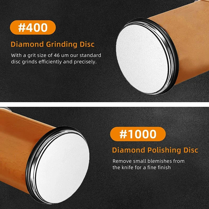 Vabena Wooden 4-Angle Rolling Knife Sharpener Kit with Diamond Stones