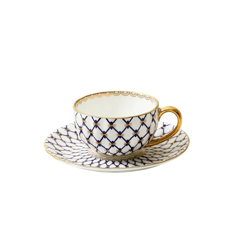 Nordic Bone China Coffee Cup with Gold Handle - Elegant Porcelain Mug