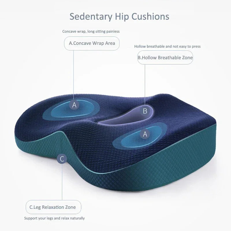 Vabena Memory Foam Seat Cushion & Lumbar Support Set for Office & Car - Ergonomic Back & Coccyx Relief