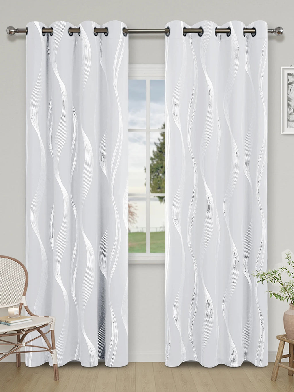 Silver Wave Blackout Curtains: Thermal Insulation & Ultimate Room Darkening