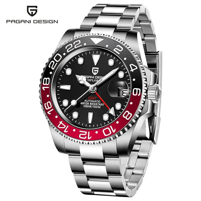 PAGANI DESIGN PD-1662 Luxury GMT Mechanical Watch - Sapphire, Steel, 100M Waterproof