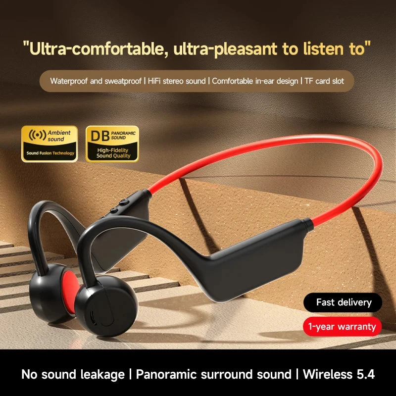 Vabena 2026 Bone Conduction Headset: Wireless IPX8 Swimming & Sports Headphones with Mic