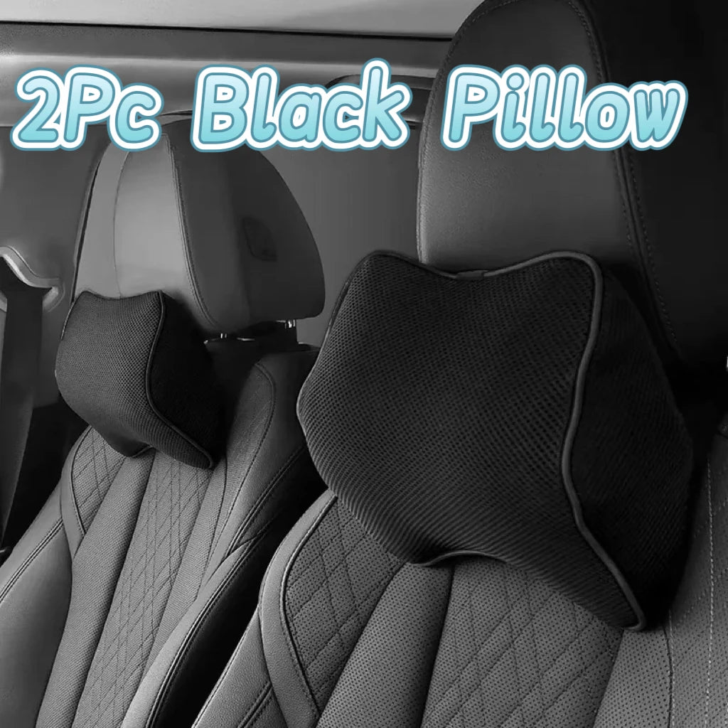 Memory Foam Car Seat Pillow Set - Neck, Lumbar & Headrest Support