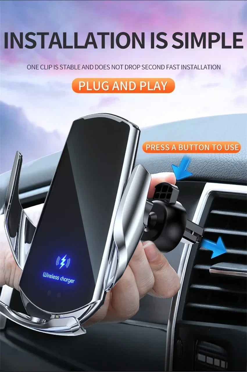VIKEFON 15W Magnetic Wireless Car Charger & Auto Phone Mount - Fast Charging