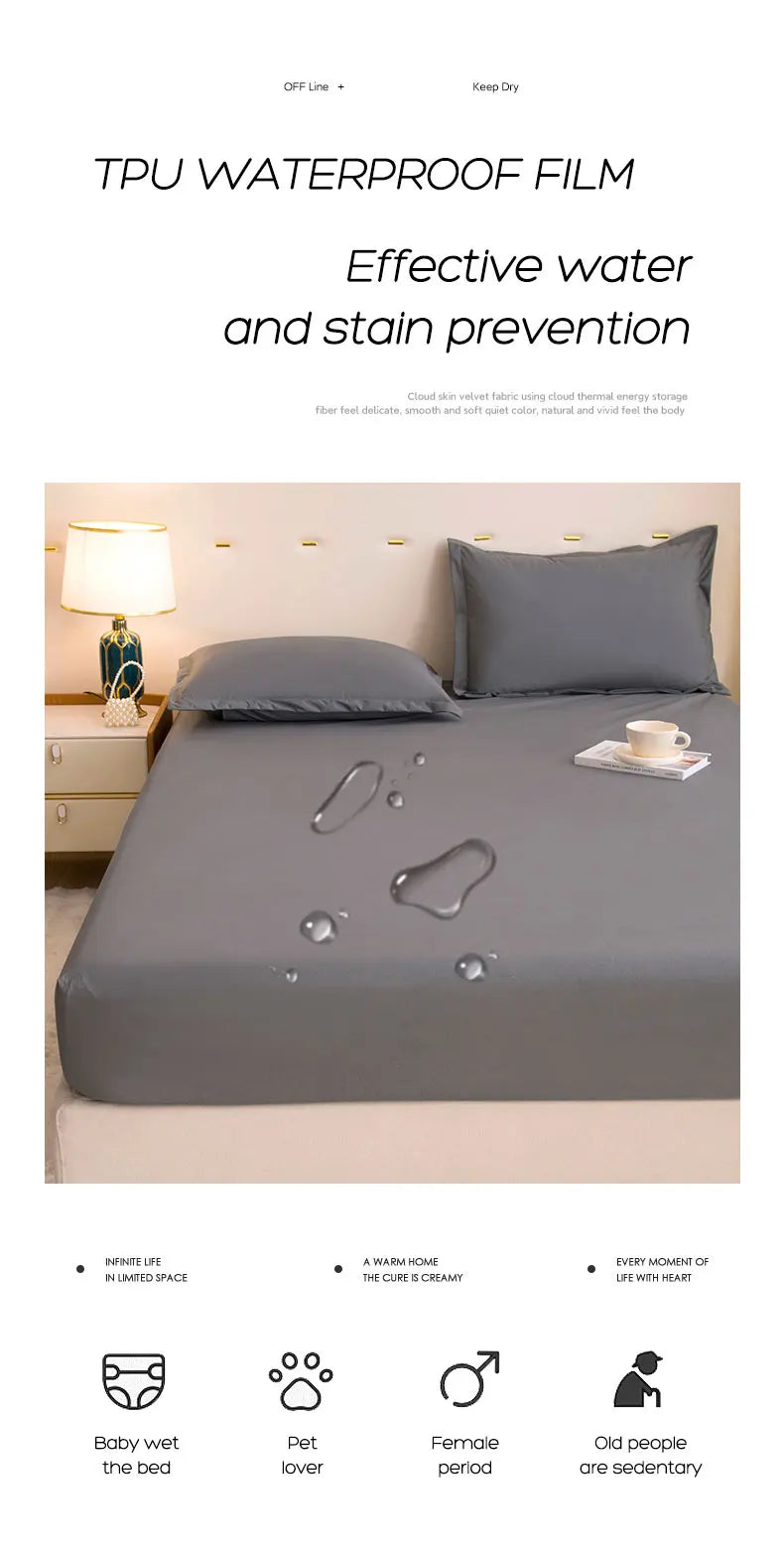 Waterproof Fitted Bed Sheet & Mattress Protector | 360° Elastic Band | All Sizes