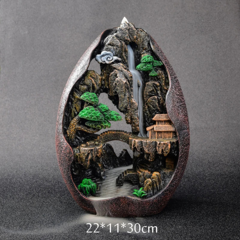 Smoke Waterfall Backflow Incense Burner - Mountain River Decor