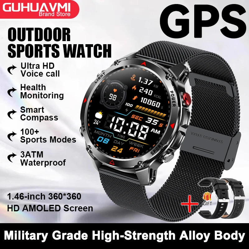 Vabena 2025 GPS Map Smartwatch | Navigation & Fitness for Men & Women