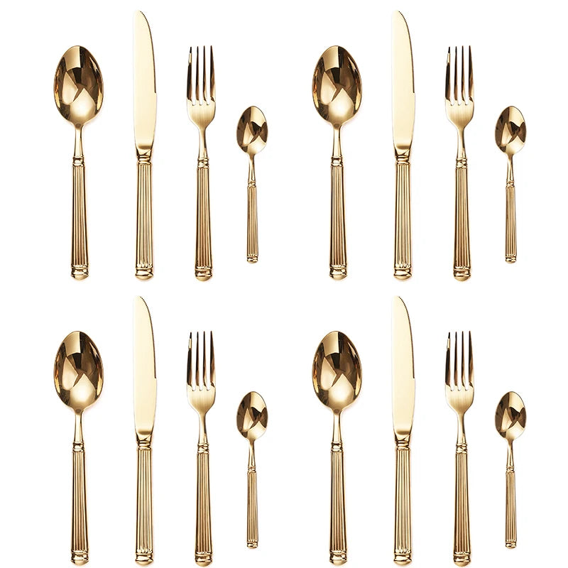 Europe Silver Luxury 18/10 Stainless Steel Roman Column Cutlery Set