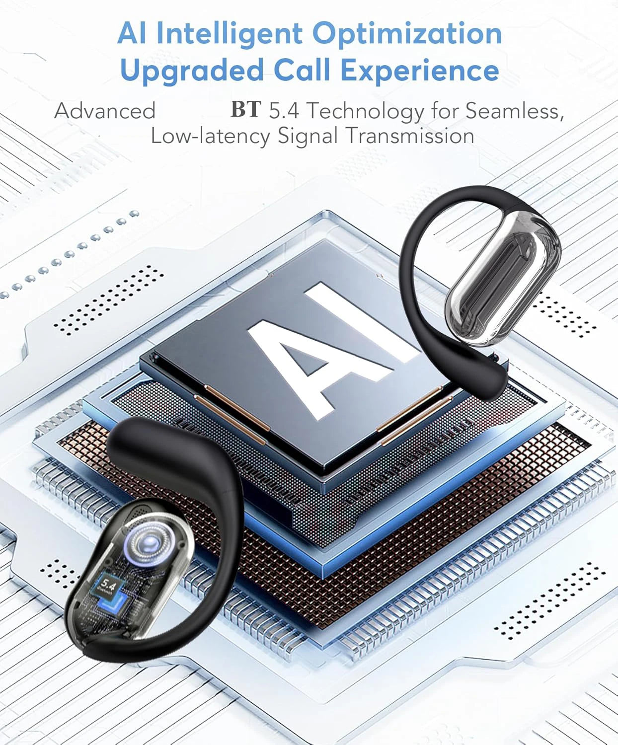 UYUXIO Real-Time AI Translator Headphones – 144 Languages 3-in-1 OWS Earbuds for Business