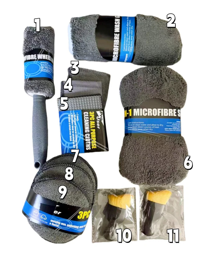 11-Piece Microfiber Car Cleaning & Detailing Kit - Scratch Removal