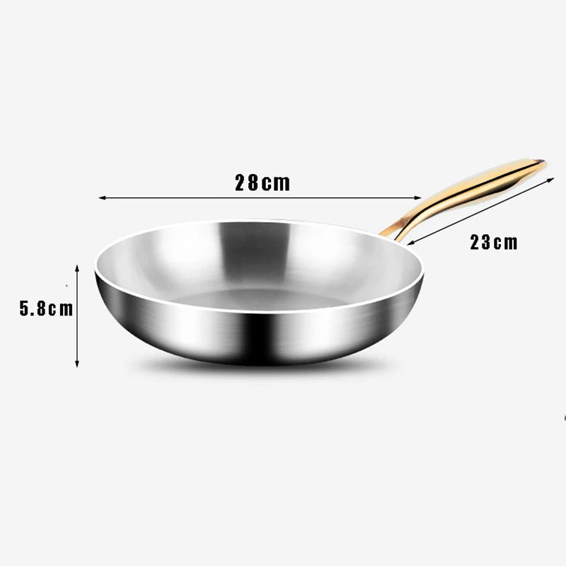 316 Stainless Steel Nonstick Frying Wok Pan - Induction & Gas Stove Ready Cookware