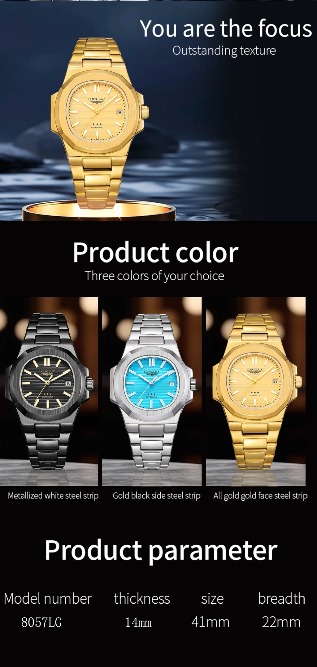 Vabena Men's Automatic Luxury Business Watch - Stainless Steel & Luminous