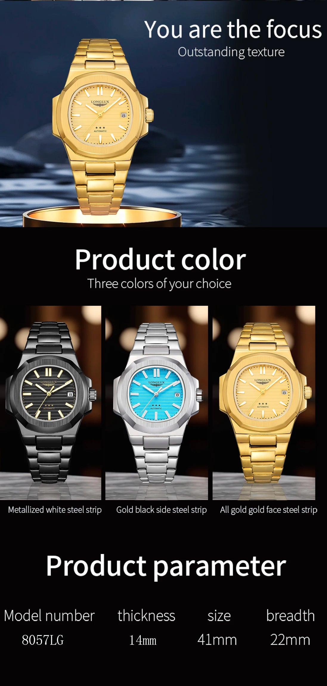 Vabena Men's Automatic Luxury Business Watch - Stainless Steel & Luminous