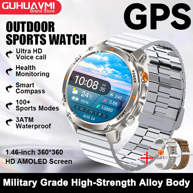 Vabena 2025 GPS Map Smartwatch | Navigation & Fitness for Men & Women