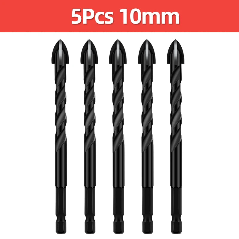TOOLEYE Multifunction Cross Hex Drill Bit Set - Concrete, Tile, Glass, Metal