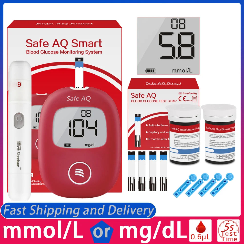 Safe AQ Blood Glucose Meter Kit – Fast Diabetes Blood Sugar Monitor