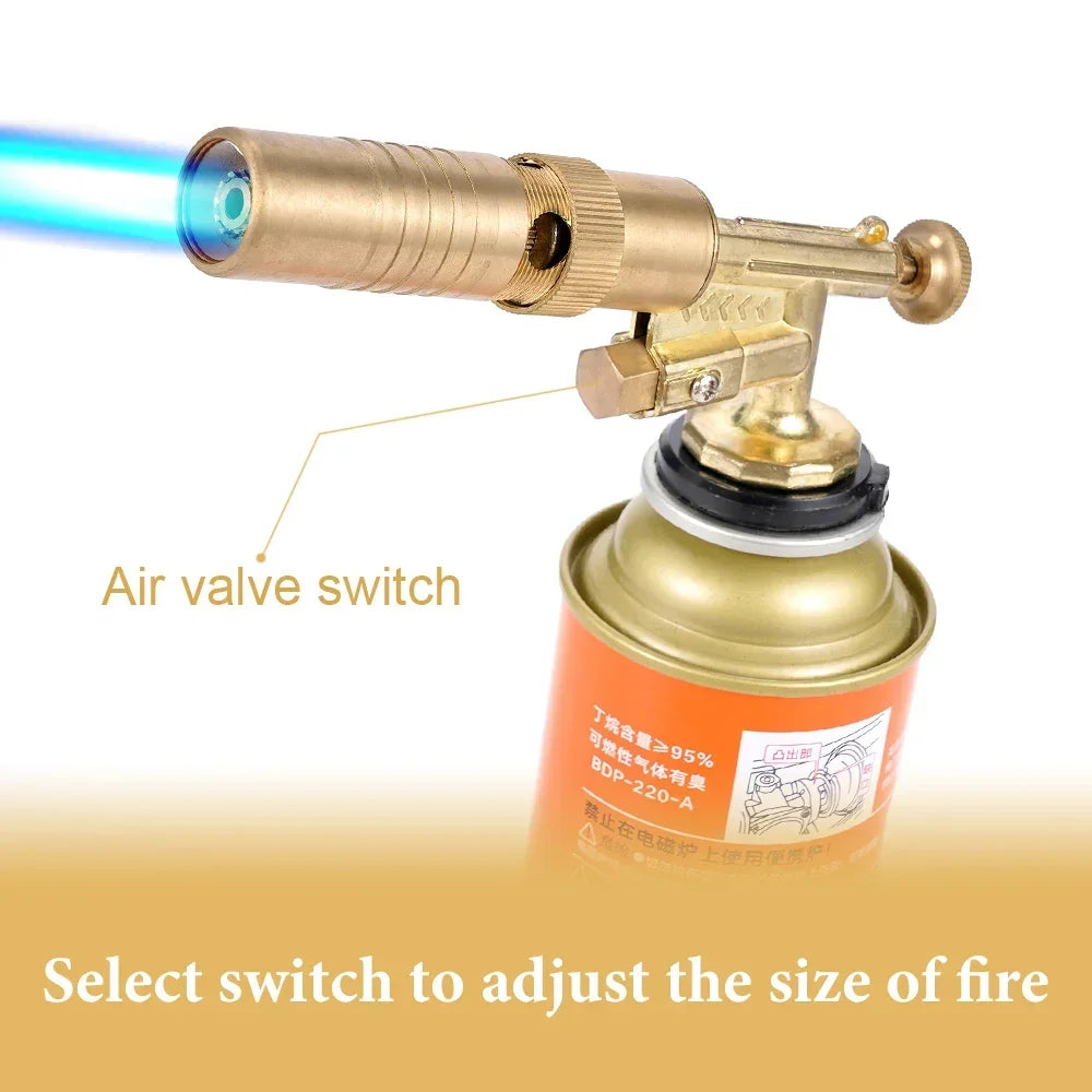 Pure Copper Auto Ignition Welding Torch Gas Burner - Brazing, Cooking & BBQ Flame Gun