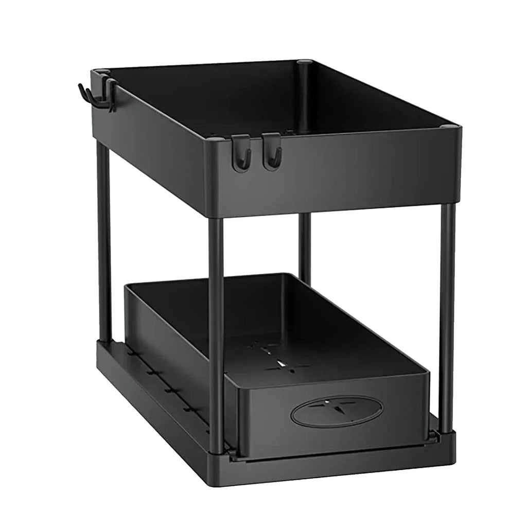 2-Tier Under Sink Organizer - Sliding Cabinet Basket Storage Rack for Bathroom & Kitchen