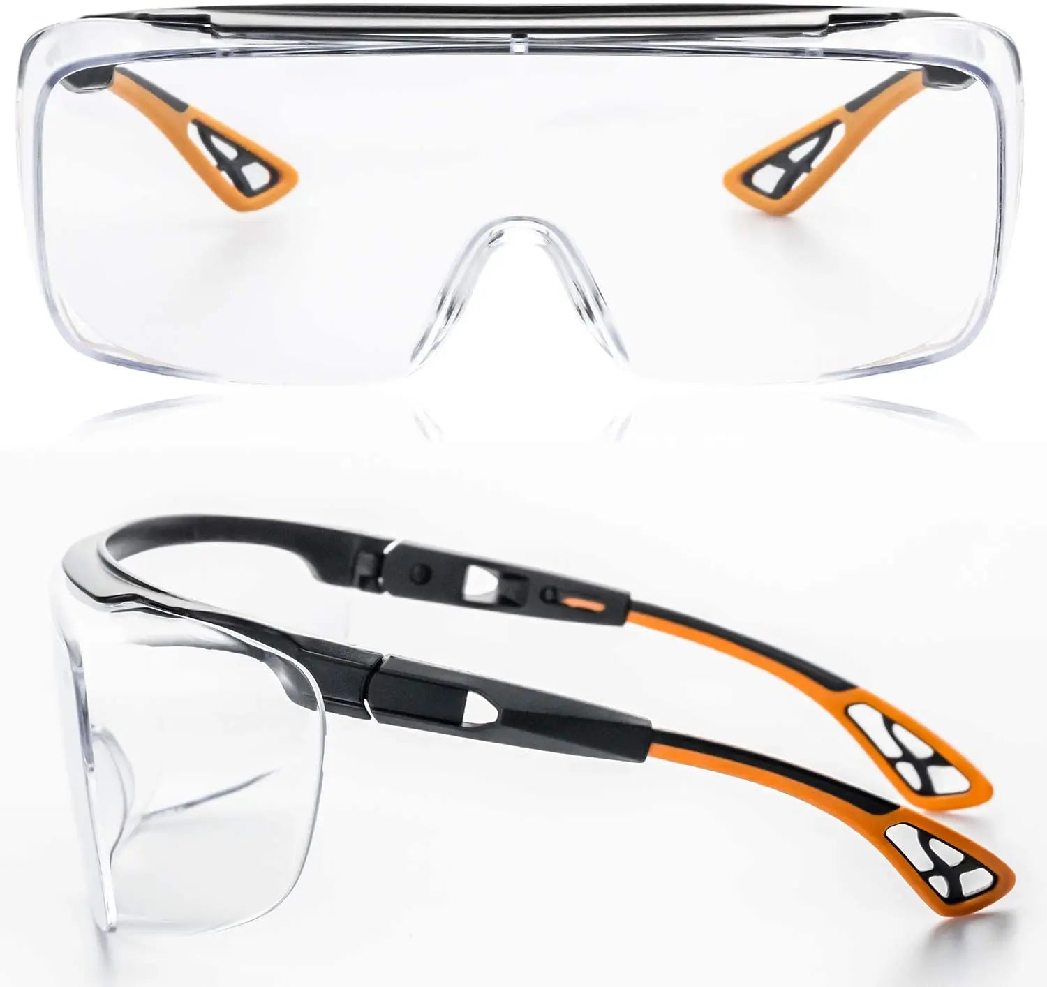 Vabena HM6 Adjustable Safety Glasses Over Glasses - ANSI Z87.1 Anti-Fog & Scratch Resistant