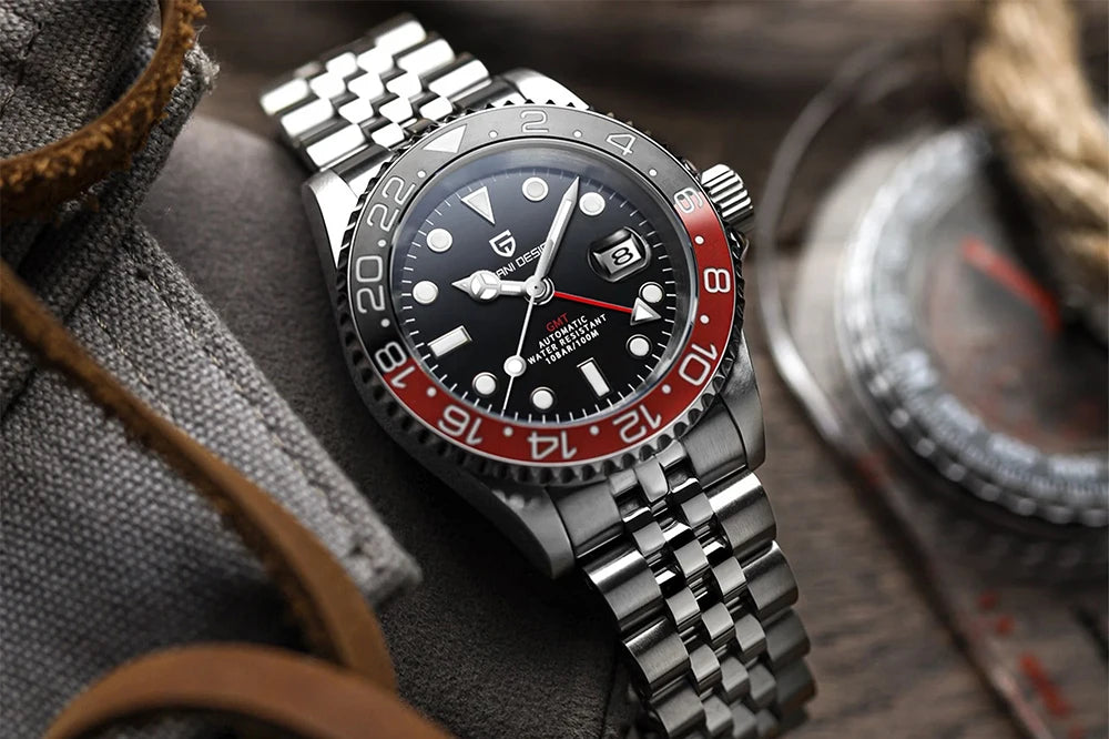 PAGANI DESIGN PD-1662 Luxury GMT Mechanical Watch - Sapphire, Steel, 100M Waterproof