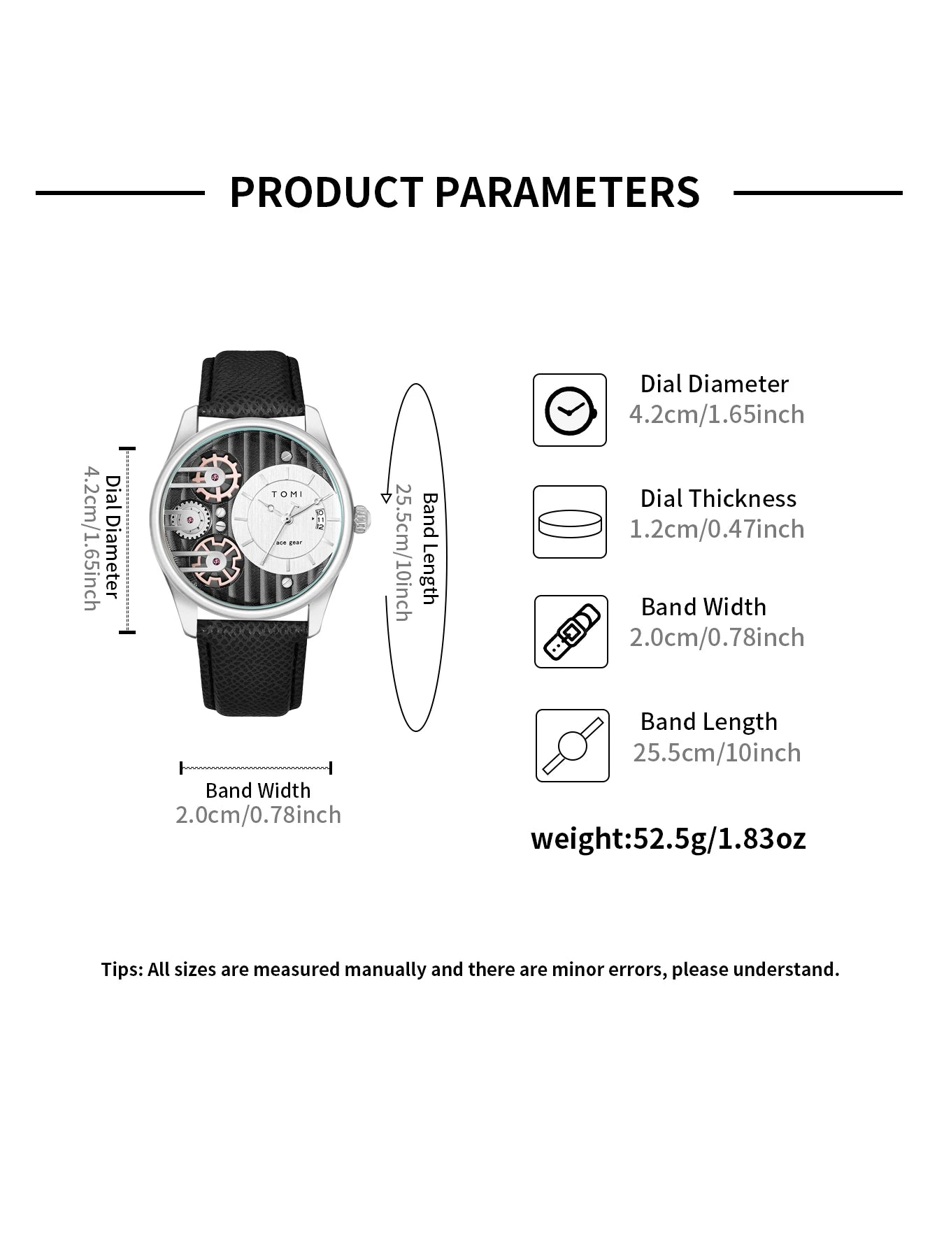 TOMI Men's Luxury Quartz Watch Gift Set - Detachable Strap
