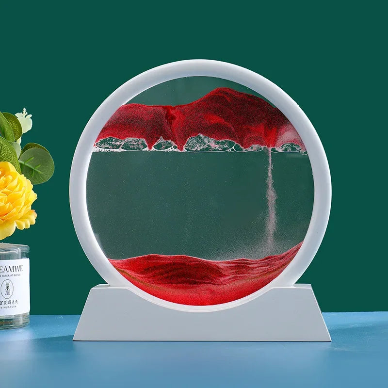 3D Moving Sand Art Deep Sea Sandscape | Round Glass Desk Decor & Gift