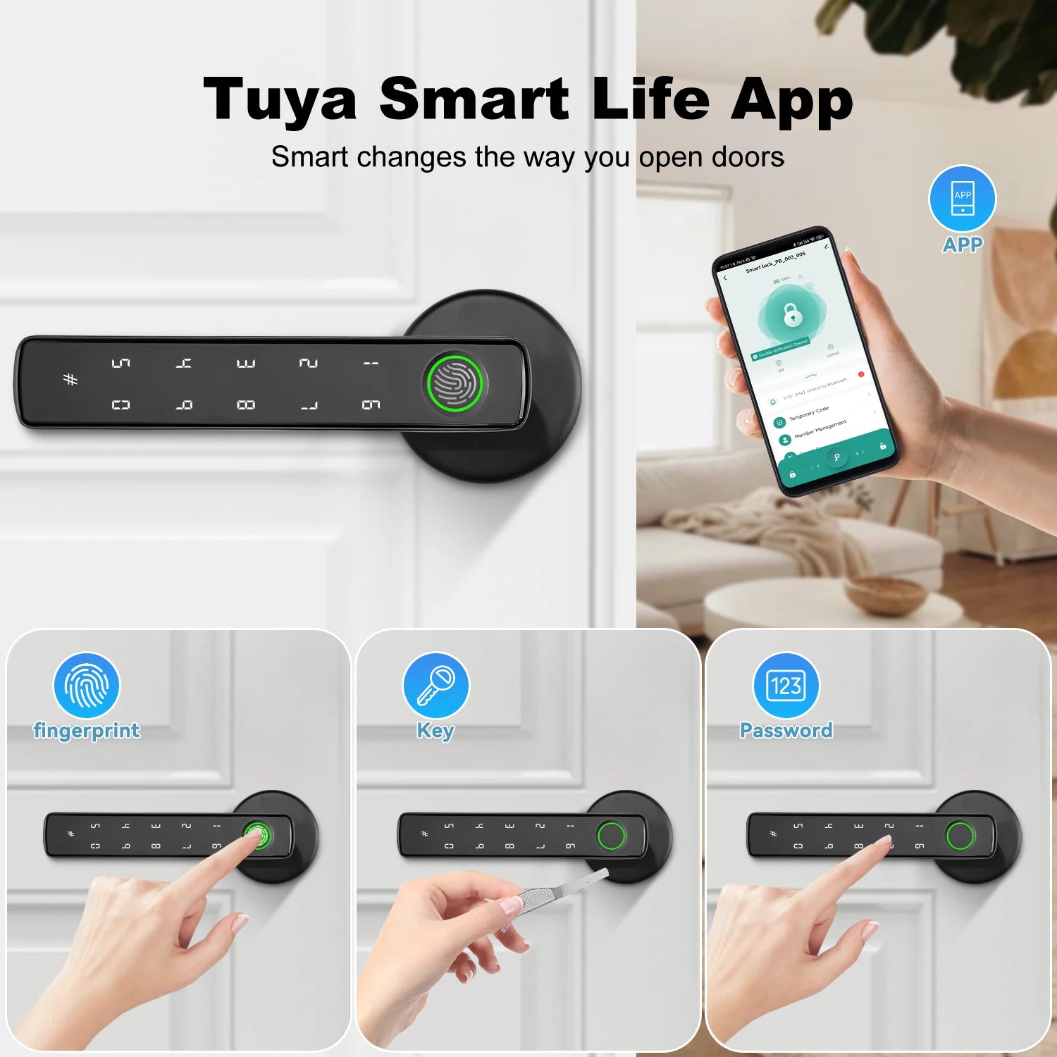 Vabena 4-in-1 Smart Door Lock - Biometric, App, Keypad, Key Entry