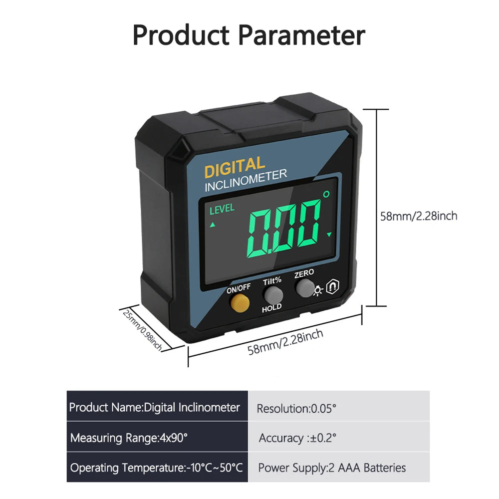 Vabena 4-Sided Magnetic Dual Laser Digital Inclinometer | Woodworking Angle Finder