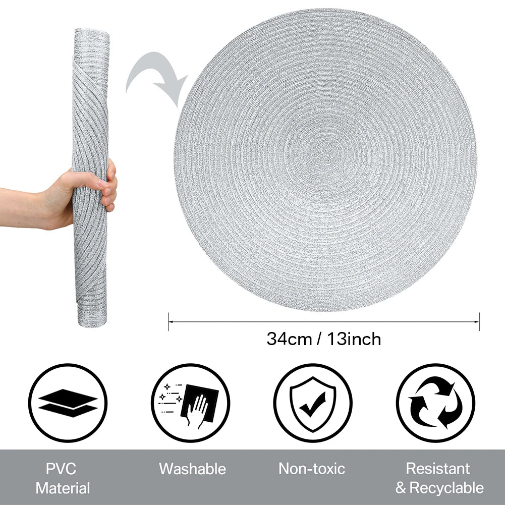 Premium Round Braided Placemats - Set of 6 | Dining Table Decor