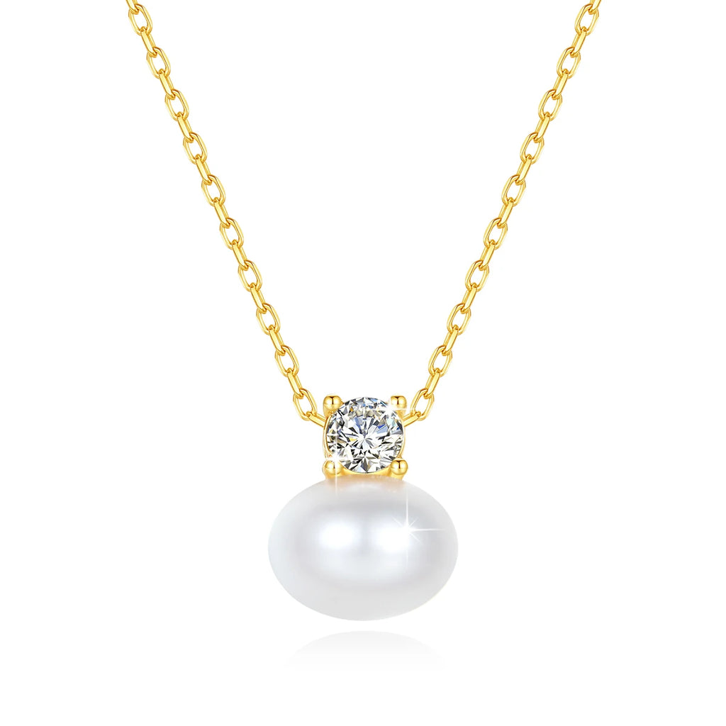 Luxury 18K Gold Pearl & Moissanite Necklace | Vabena Fine Jewelry