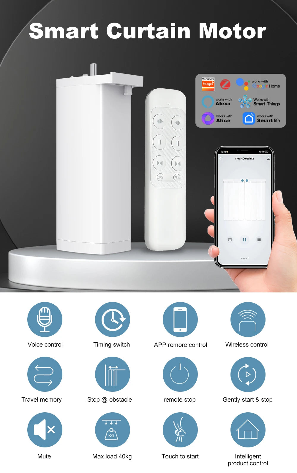 Silent Tuya Smart Curtain Motor | Automated Window Blinds