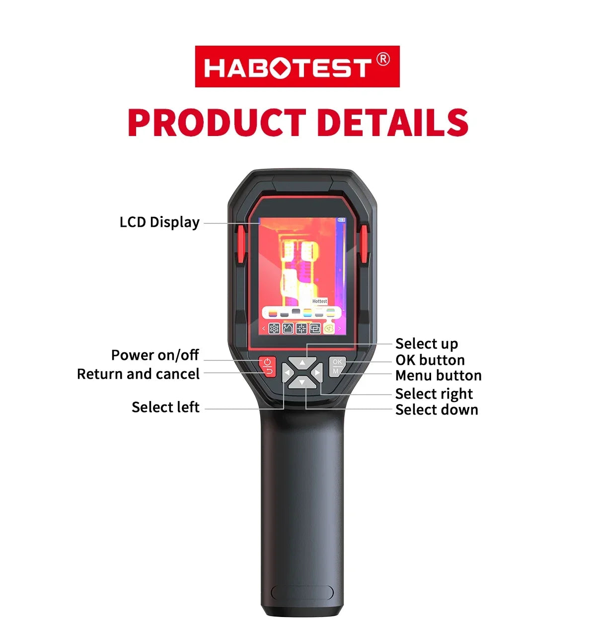 HABOTEST HT821A Rugged Rechargeable Thermal Camera | Wide Range Imaging