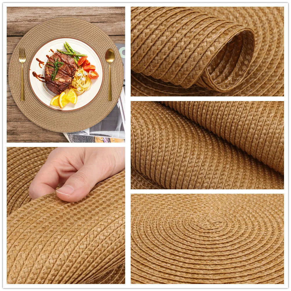 Premium Round Braided Placemats - Set of 6 | Dining Table Decor