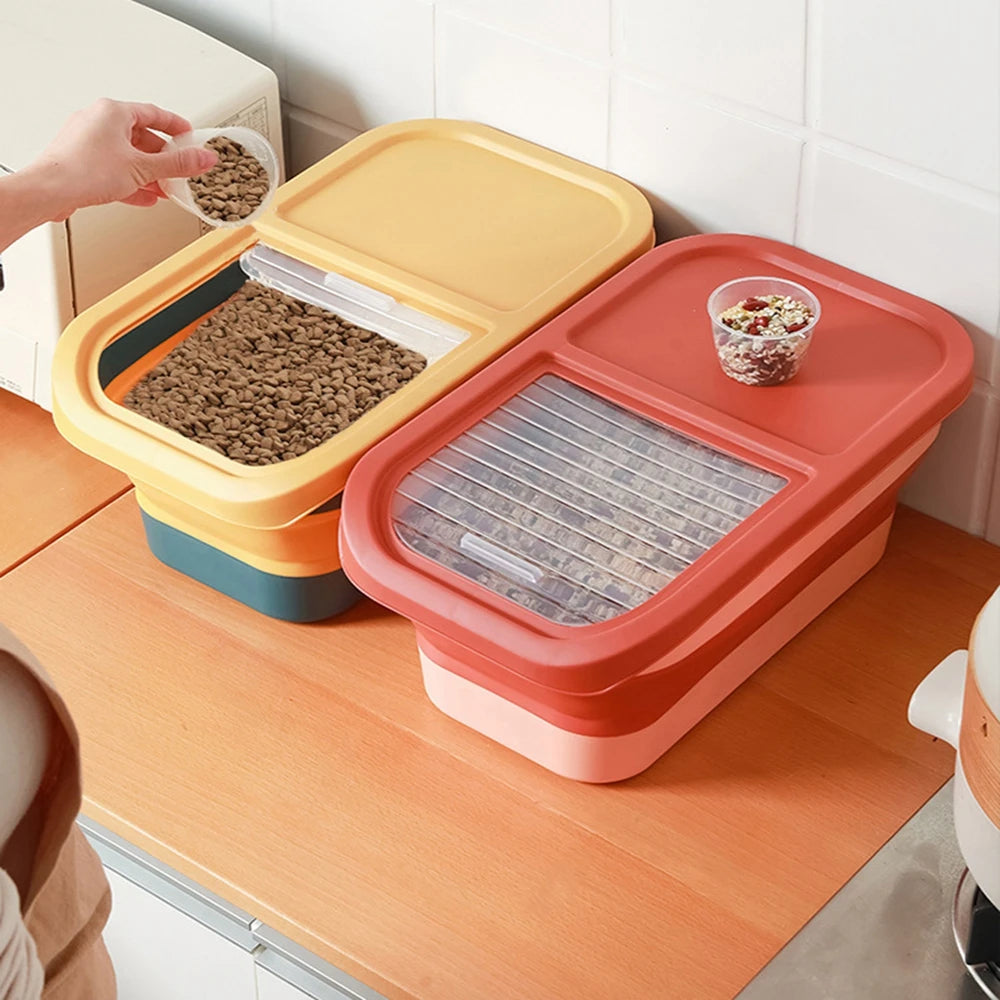 Airtight Collapsible Pet Food Storage Container - 13/33LB Dry Dog Cat Food Box