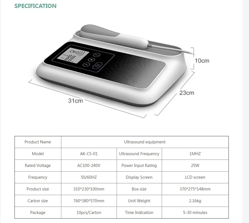 Ultrasonic Therapy Machine for Pain Relief | 1MHz Ultrasound Device