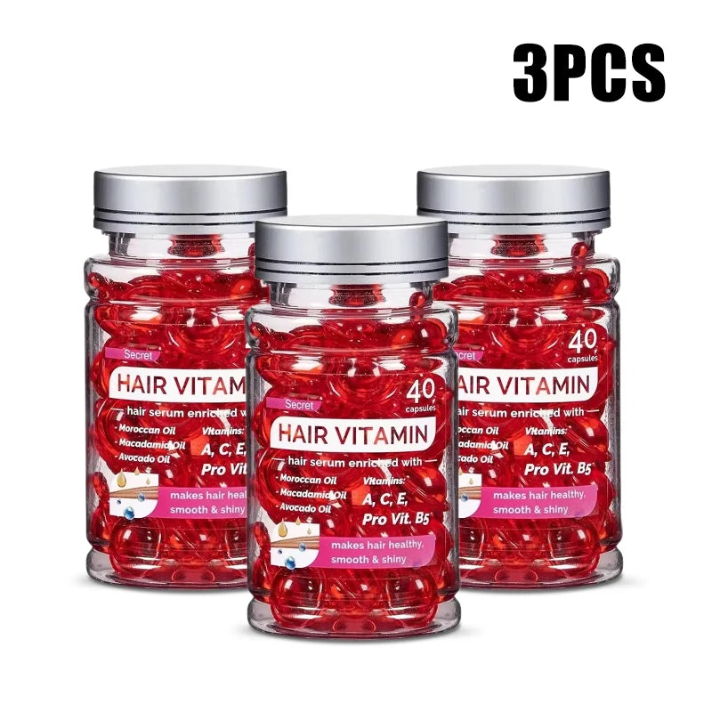 Moroccan Argan Vitamin Hair Oil Capsules - Repair & Nourish Damaged Hair (40 Count)