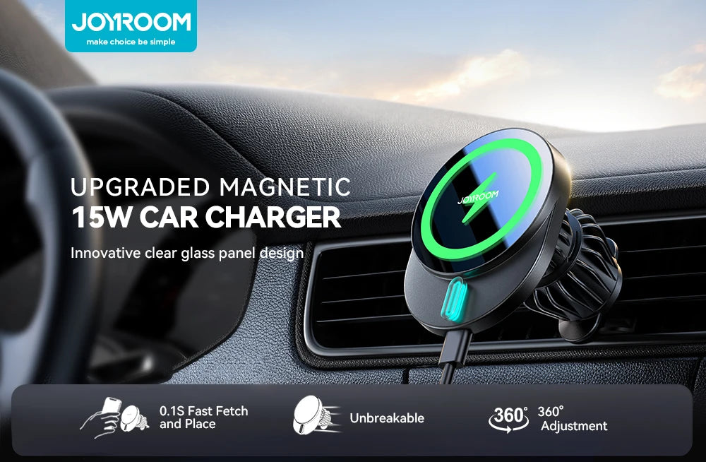 Joyroom 15W Magnetic Wireless Car Charger Mount for iPhone 16/15/14/13 Series
