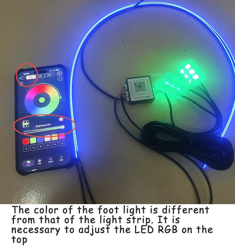 RGB LED Car Ambient Light Kit - APP Control Streamer Atmosphere Lamp