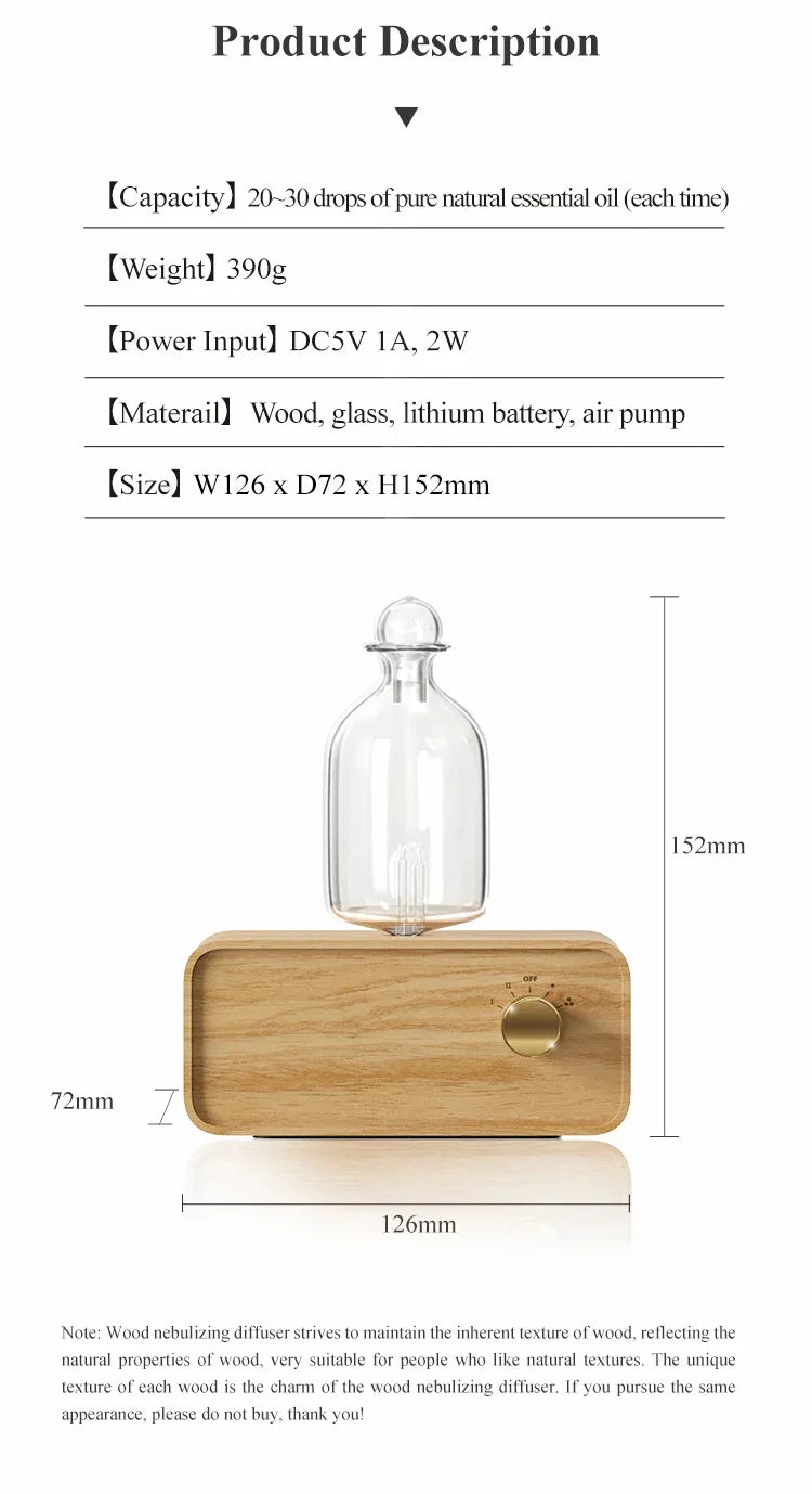 HAOYUNMA Rechargeable Waterless Nebulizing Essential Oil Diffuser