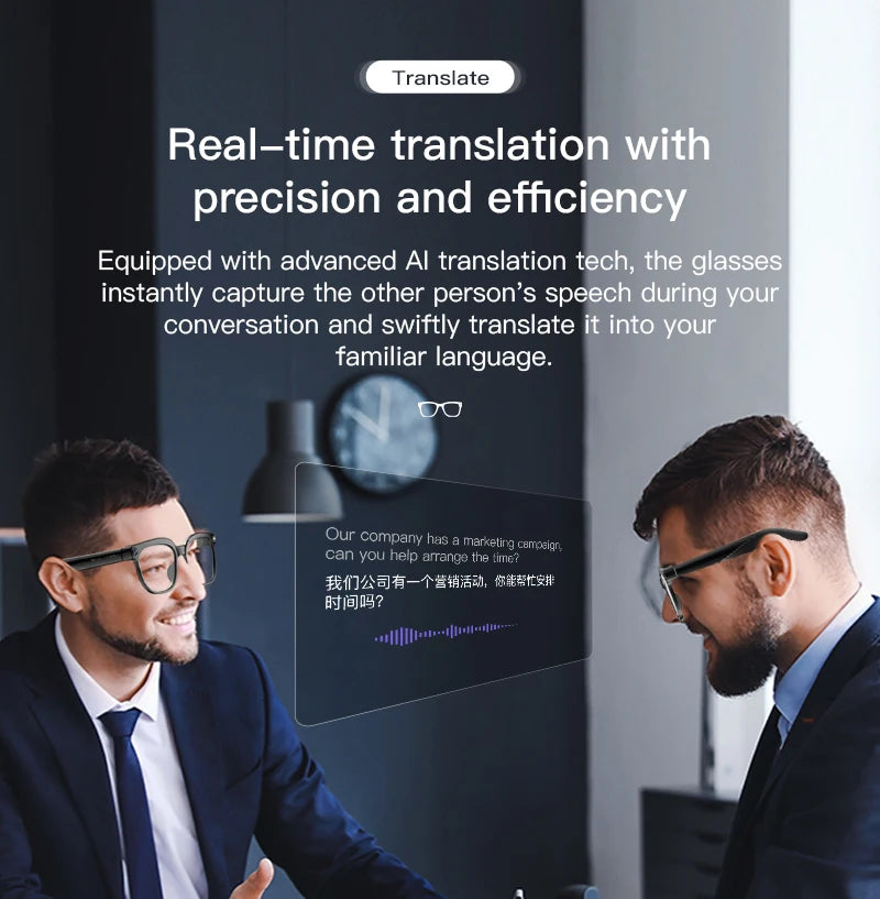 2026 Smart AI Glasses 1080P HD Video Camera ChatGPT Bluetooth Music Translation Sunglasses for Men